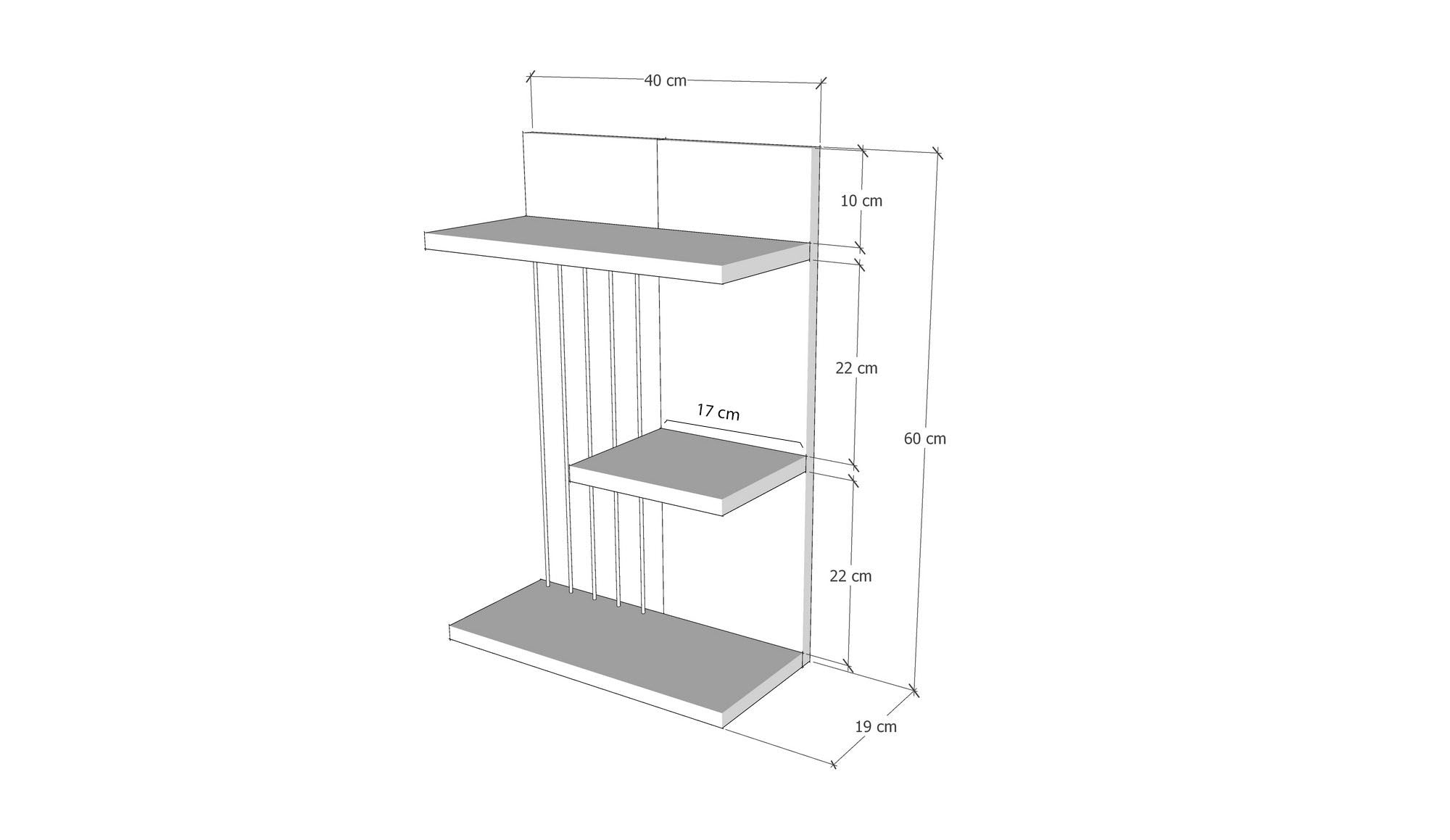 Étagère murale Eaton L40xH60cm Bois Anthracite