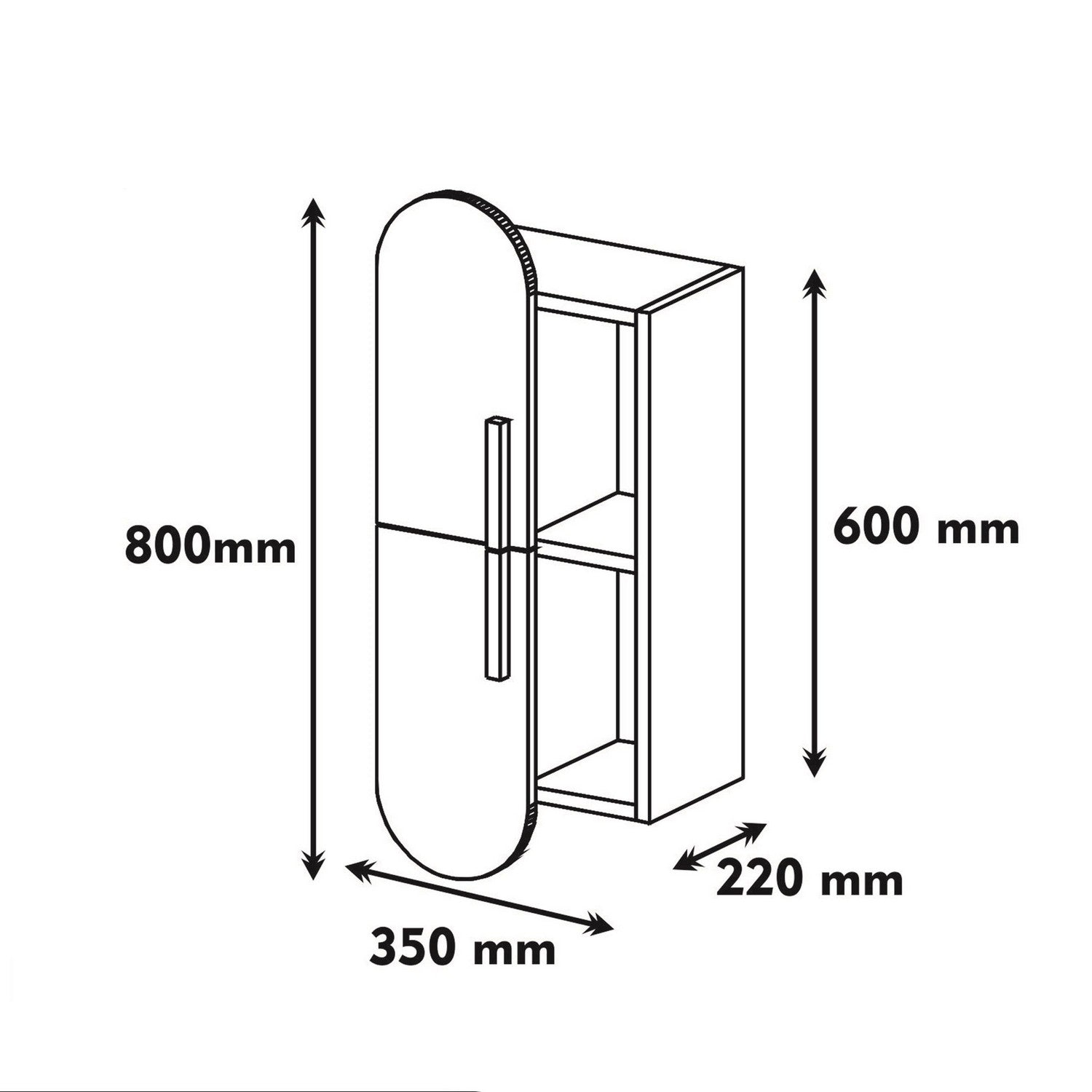 Étagère murale façade ovale Ellipsis L35xH80cm Bois et Blanc