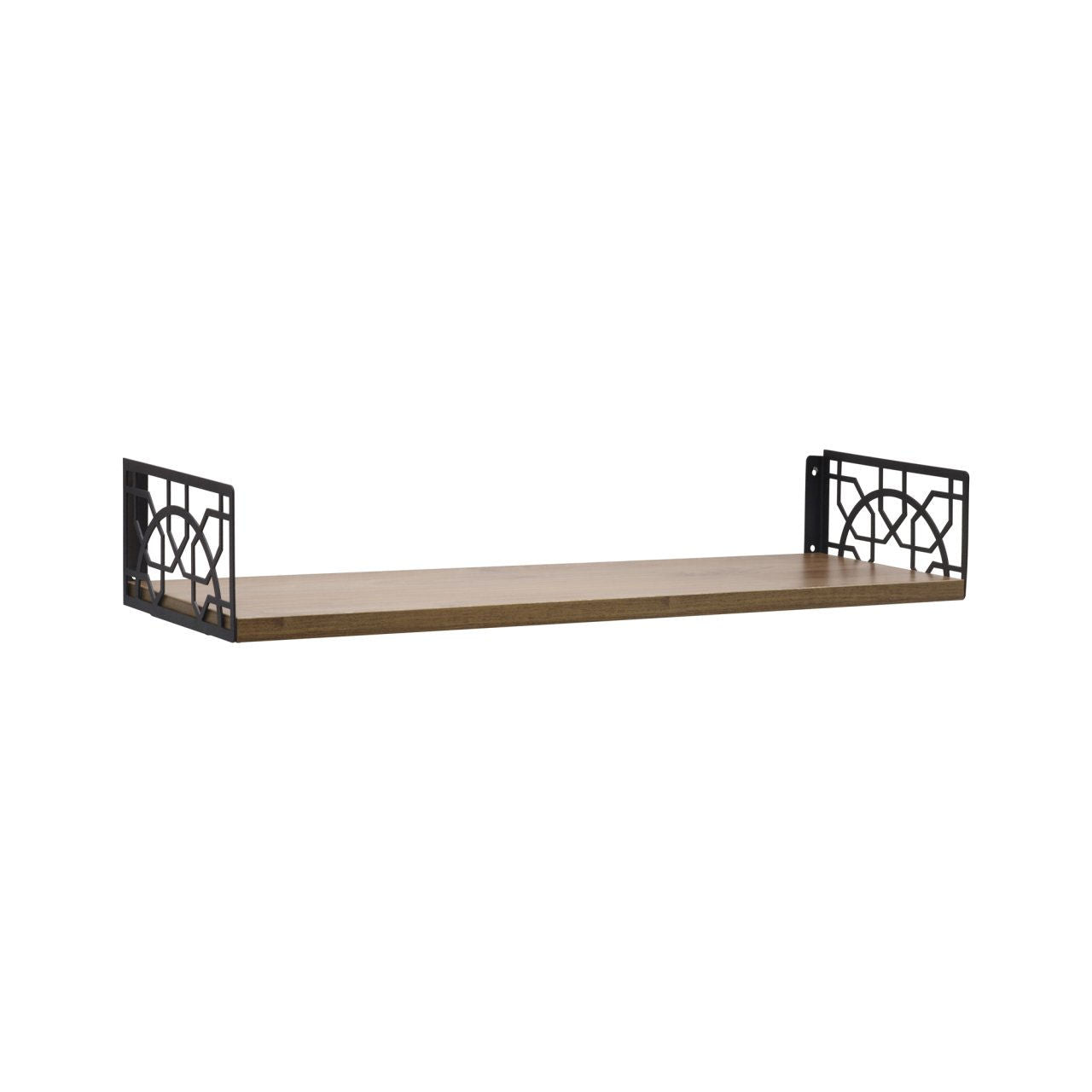 Étagère murale style Arabesque Jakola L60xH20cm Bois clair et Métal Noir