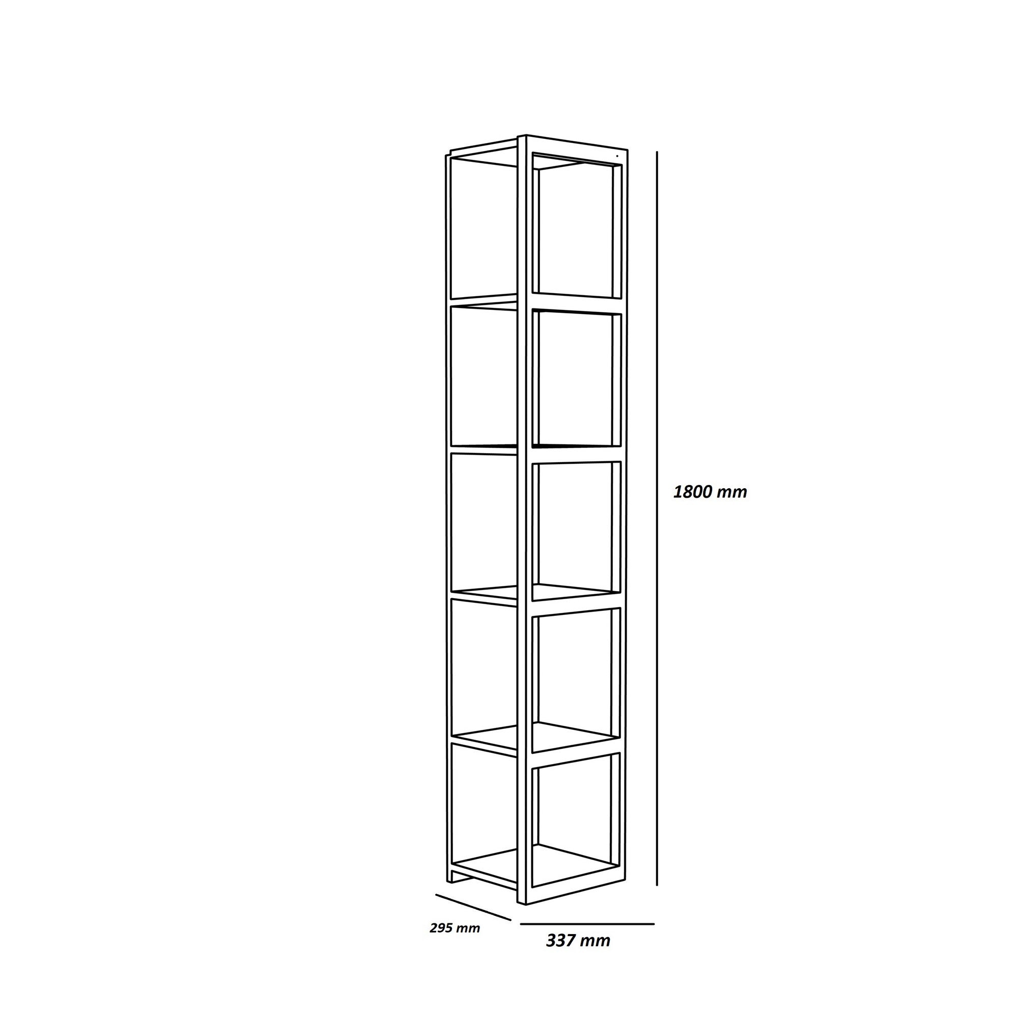 Etagères bibliothèque d'angle Clapus L33,7xH180cm Bois chêne clair et Métal Noir