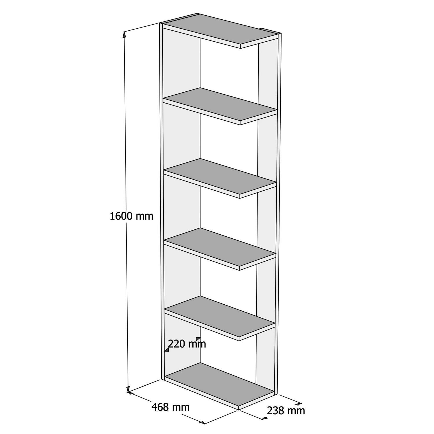 Etagères bibliothèque Olympia L46,8xH160cm Bois foncé et Blanc