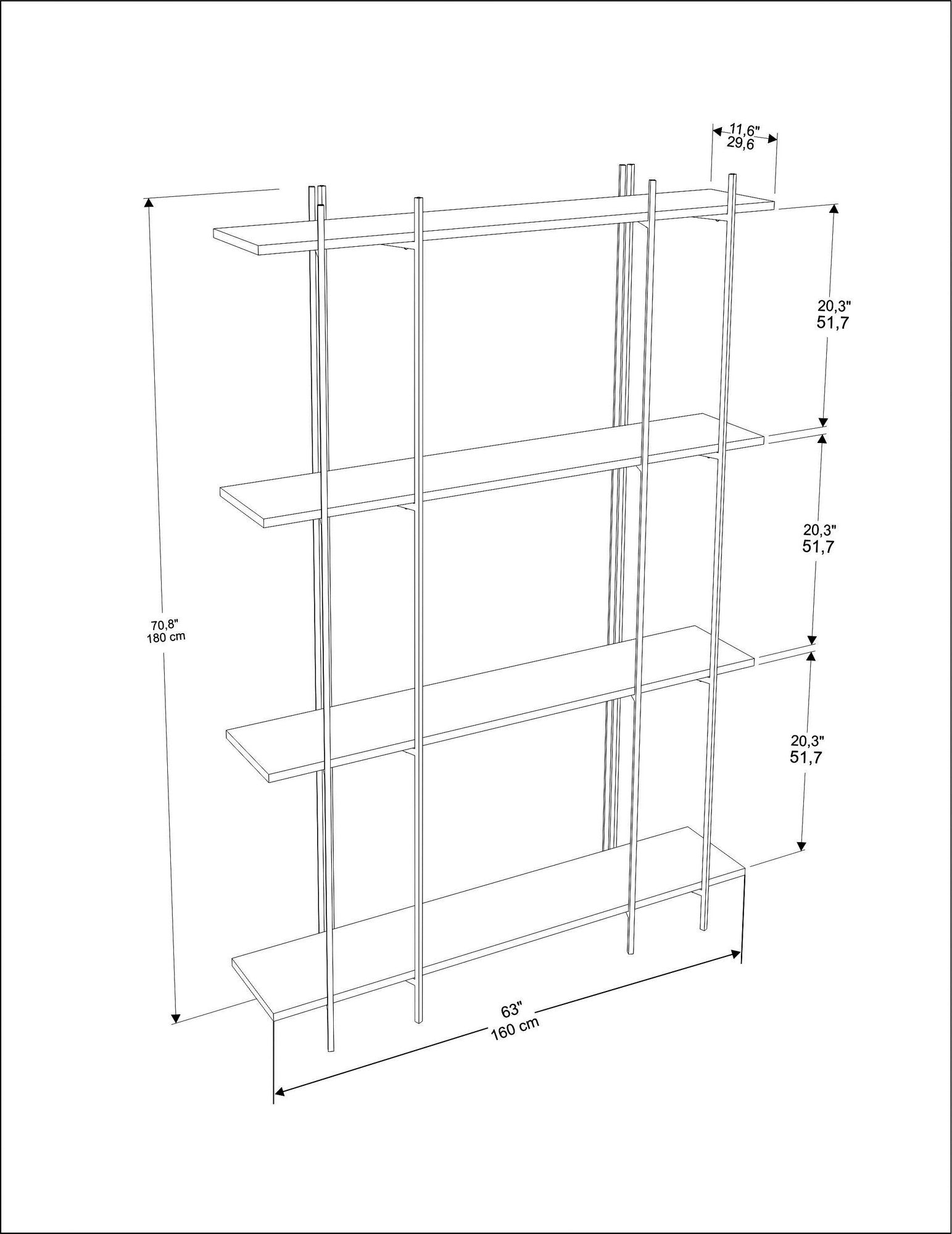 Étagères bibliothèque Teruel L160xH180cm Métal Noir et Bois Vert