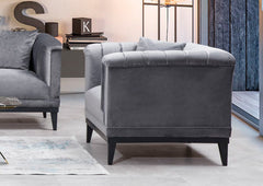 Fauteuil avec 2 coussins Avina Velours Gris foncé