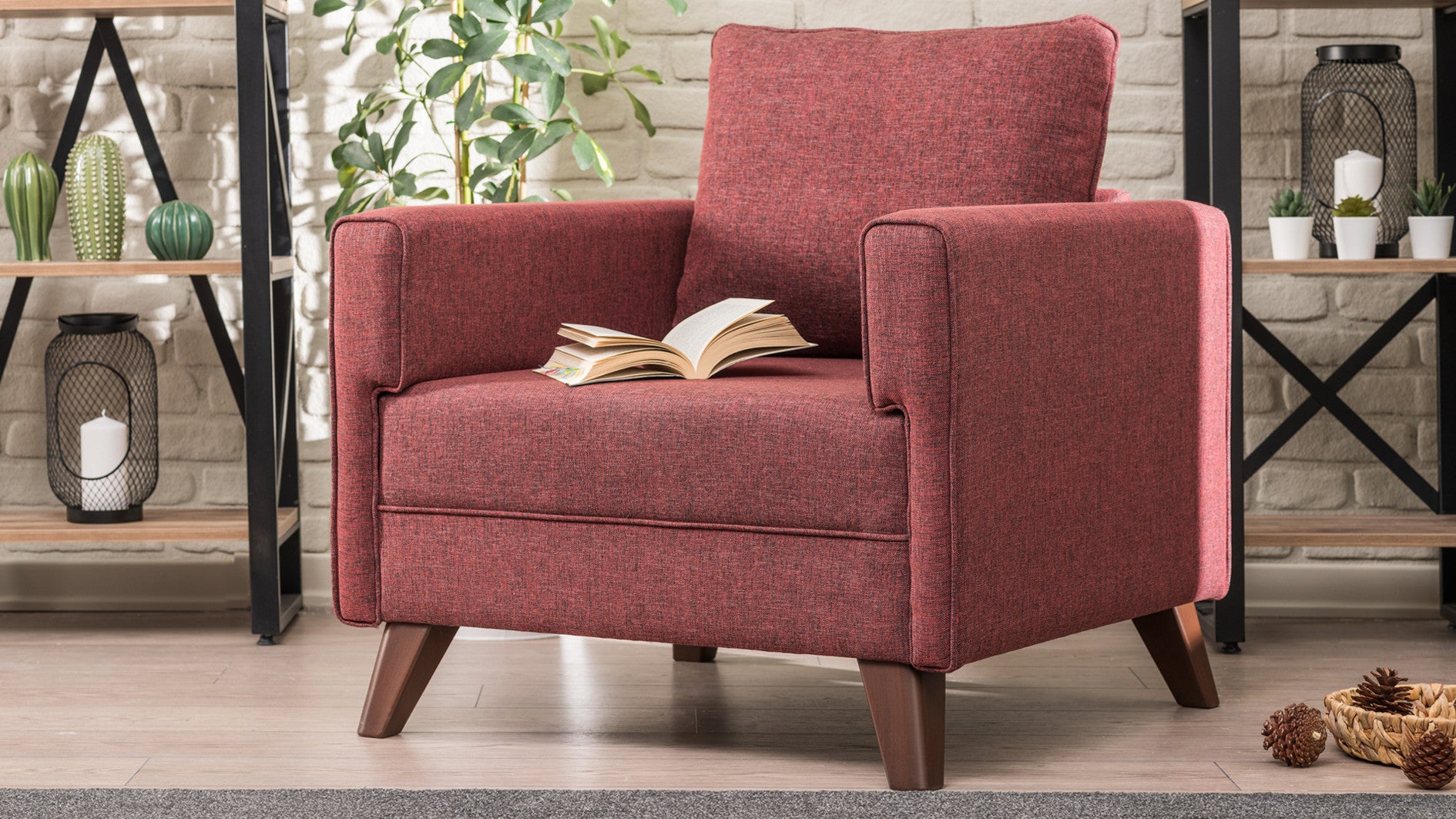 Fauteuil Hermoso Tissu Bordeaux