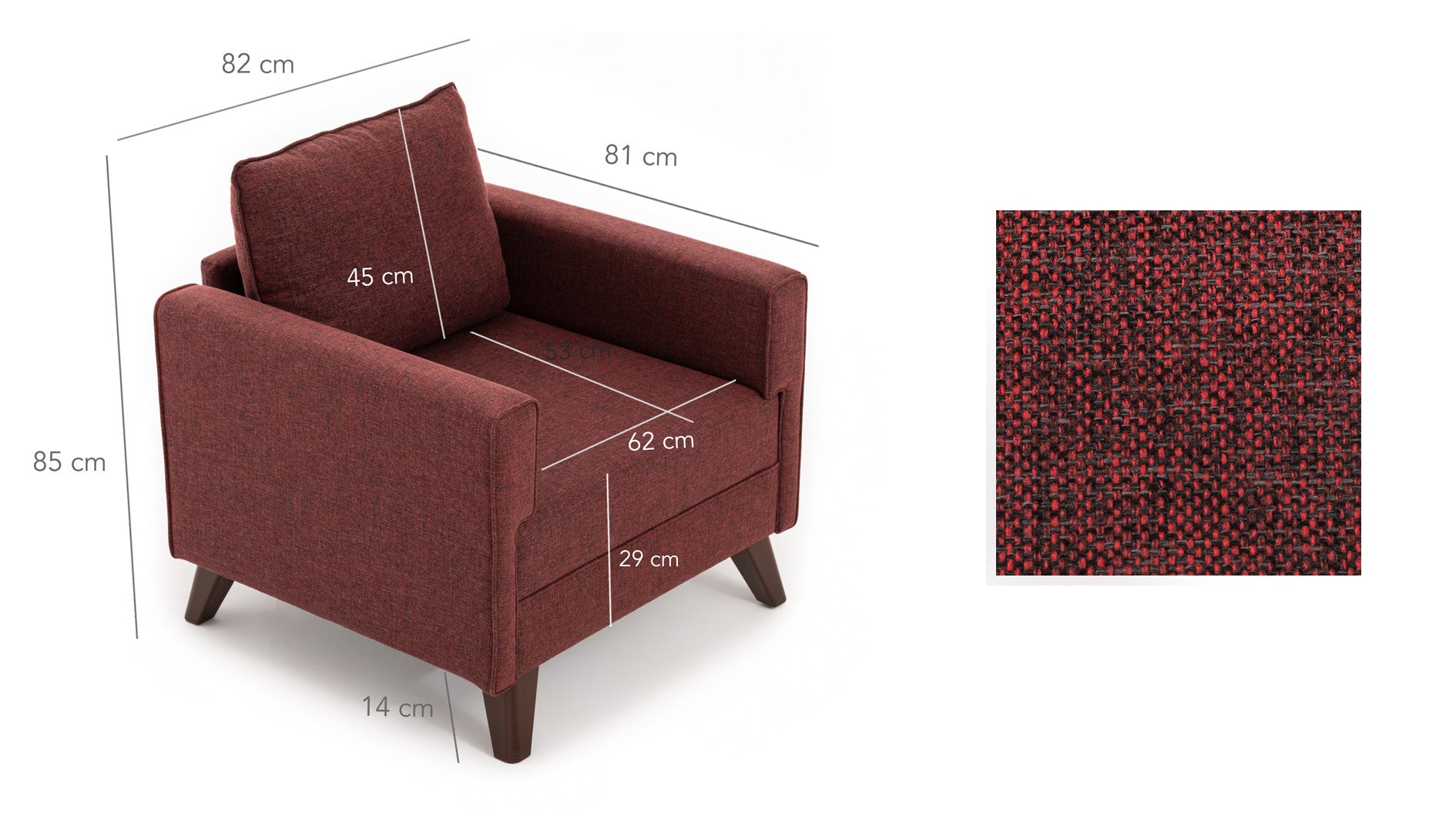 Fauteuil Hermoso Tissu Bordeaux