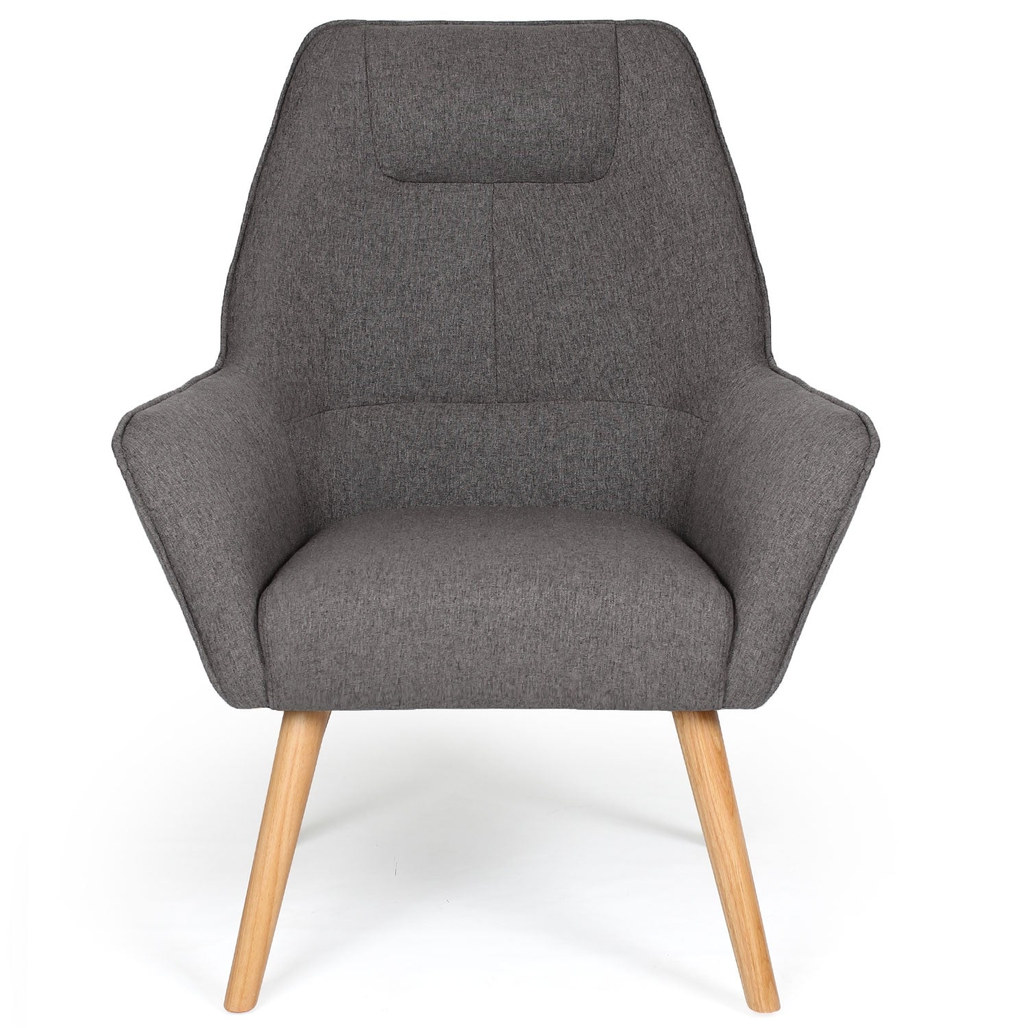 Fauteuil scandinave dossier haut Fox Gris de face