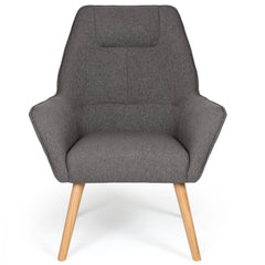 Fauteuil scandinave dossier haut Fox Gris de face