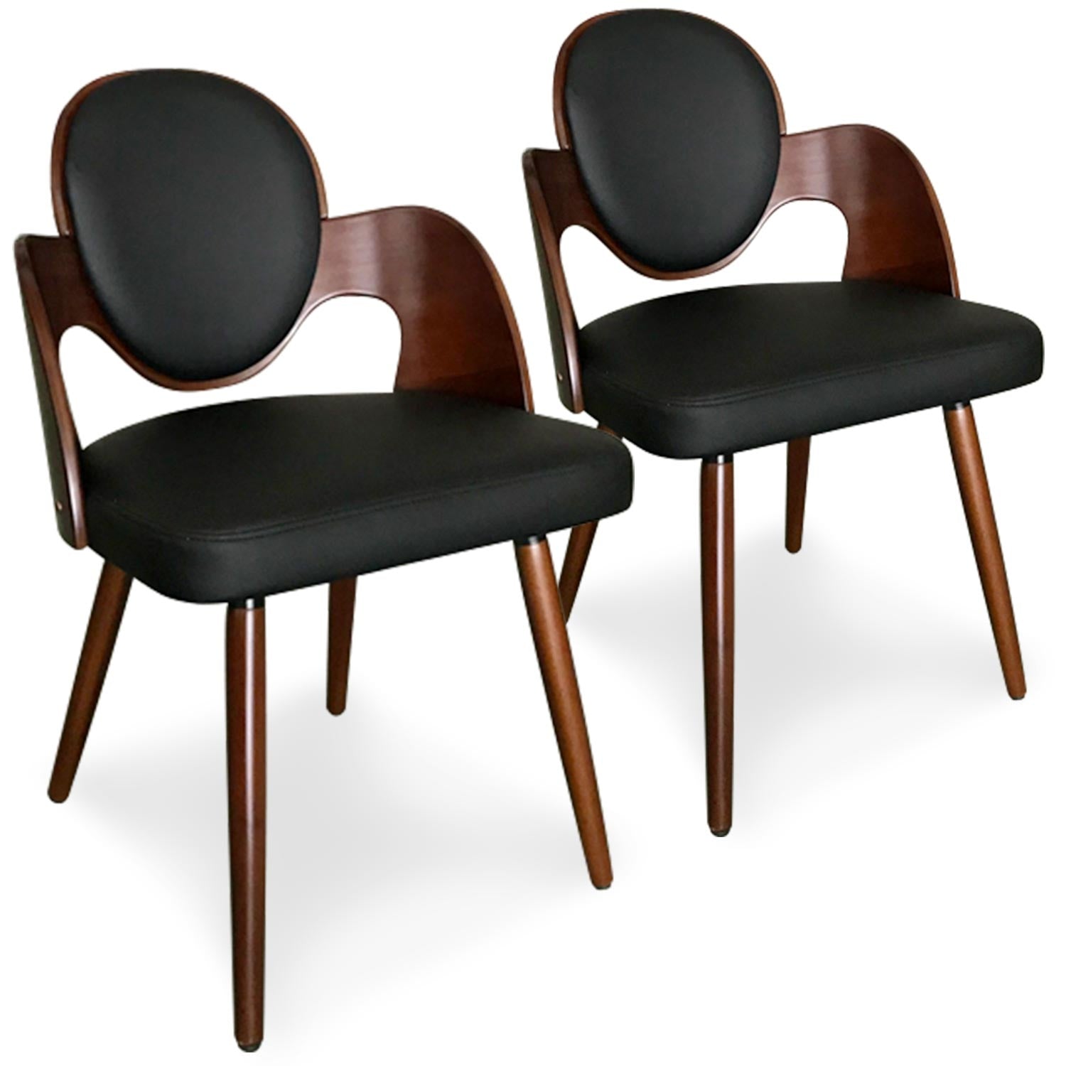 Lot de 2 chaises scandinaves Galway Bois Noisette et Blanc