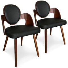 Lot de 2 chaises scandinaves Galway Bois Noisette et Blanc