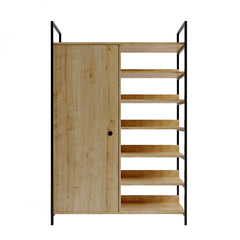 Garde robe 1 porte style industriel Unicola L100xH180cm Bois Chêne clair