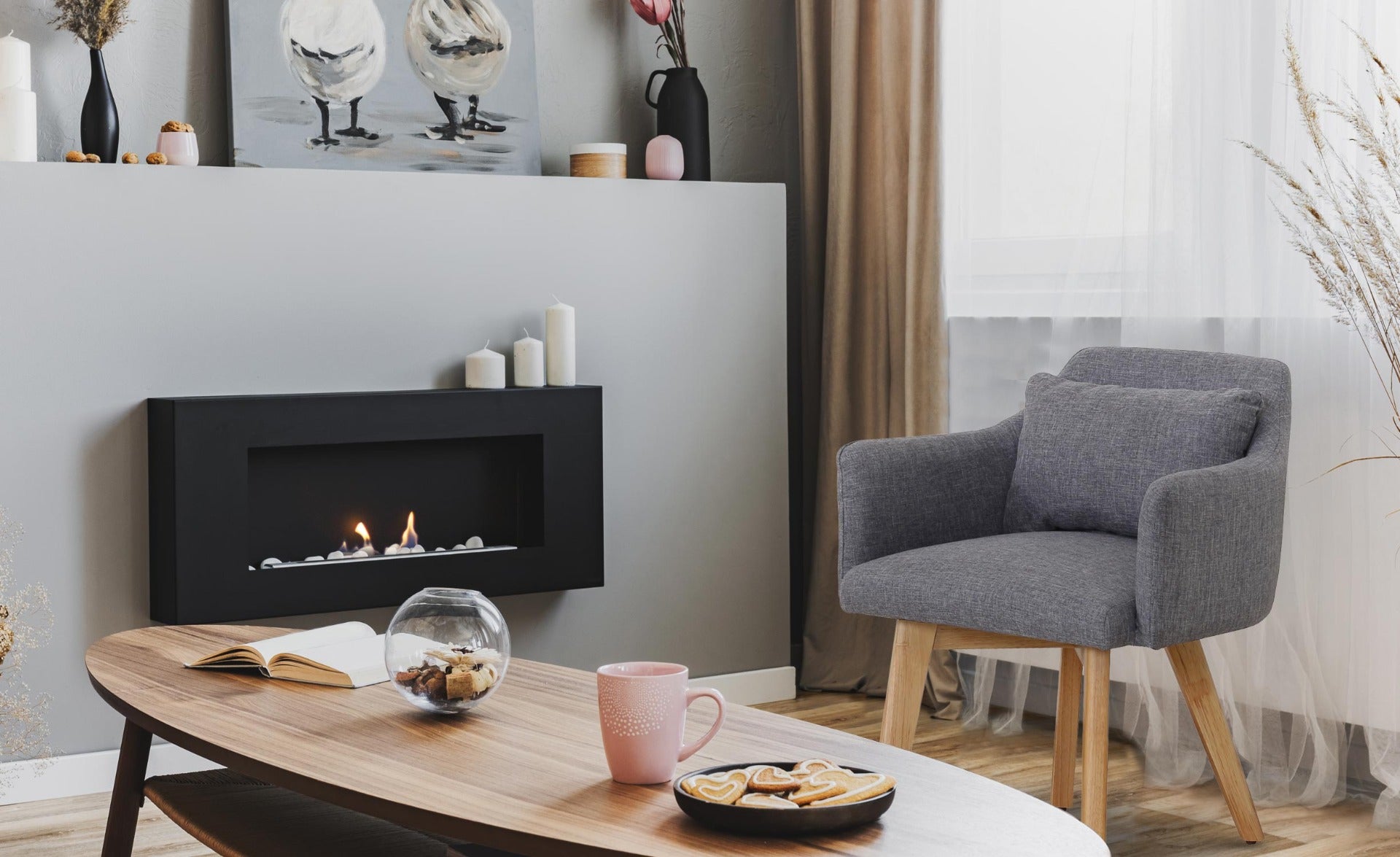 Chaise / Fauteuil scandinave Gybson Tissu Gris clair