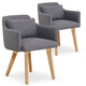 Ensemble de 2 fauteuils scandinaves en tissu gris clair
