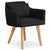 Fauteuil scandinave Gybson en tissu noir avec accoudoirs et coussin