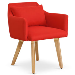 Fauteuil scandinave Gybson en tissu rouge