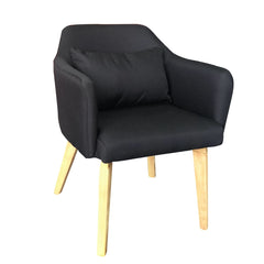 Fauteuil scandinave Dantes en tissu noir avec accoudoirs