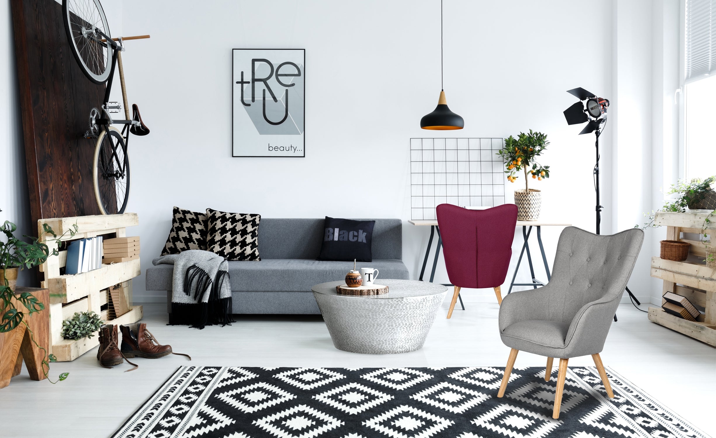 Fauteuil scandinave Klarys tissu Violet