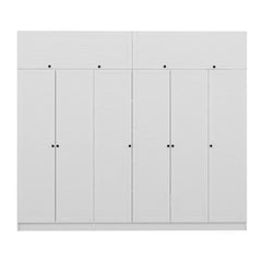 Armoire haute 6 portes battantes et 2 portes basculantes modèle 2 Kuta L270xH190cm Bois Blanc