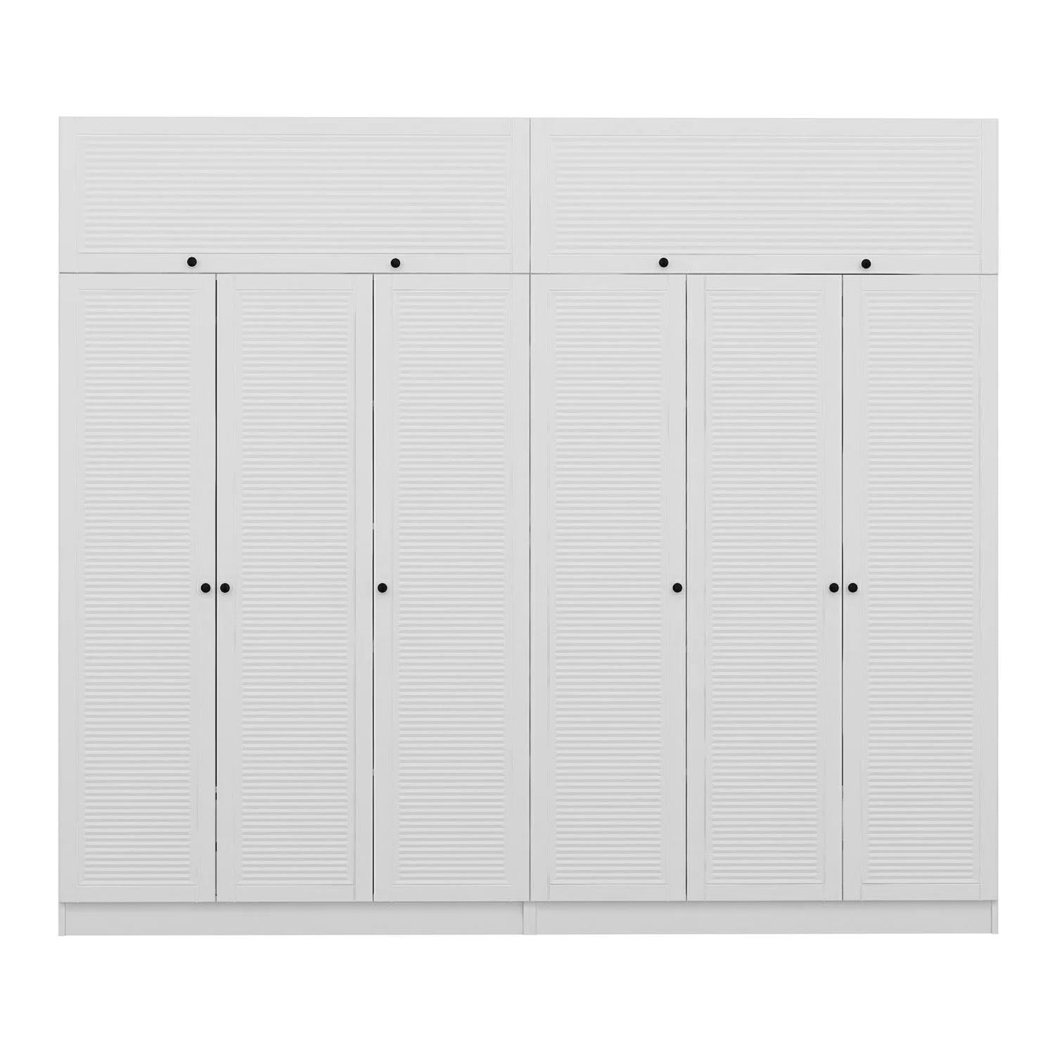 Armoire haute 6 portes battantes et 2 portes basculantes modèle 1 Kuta L270xH235cm Bois Blanc