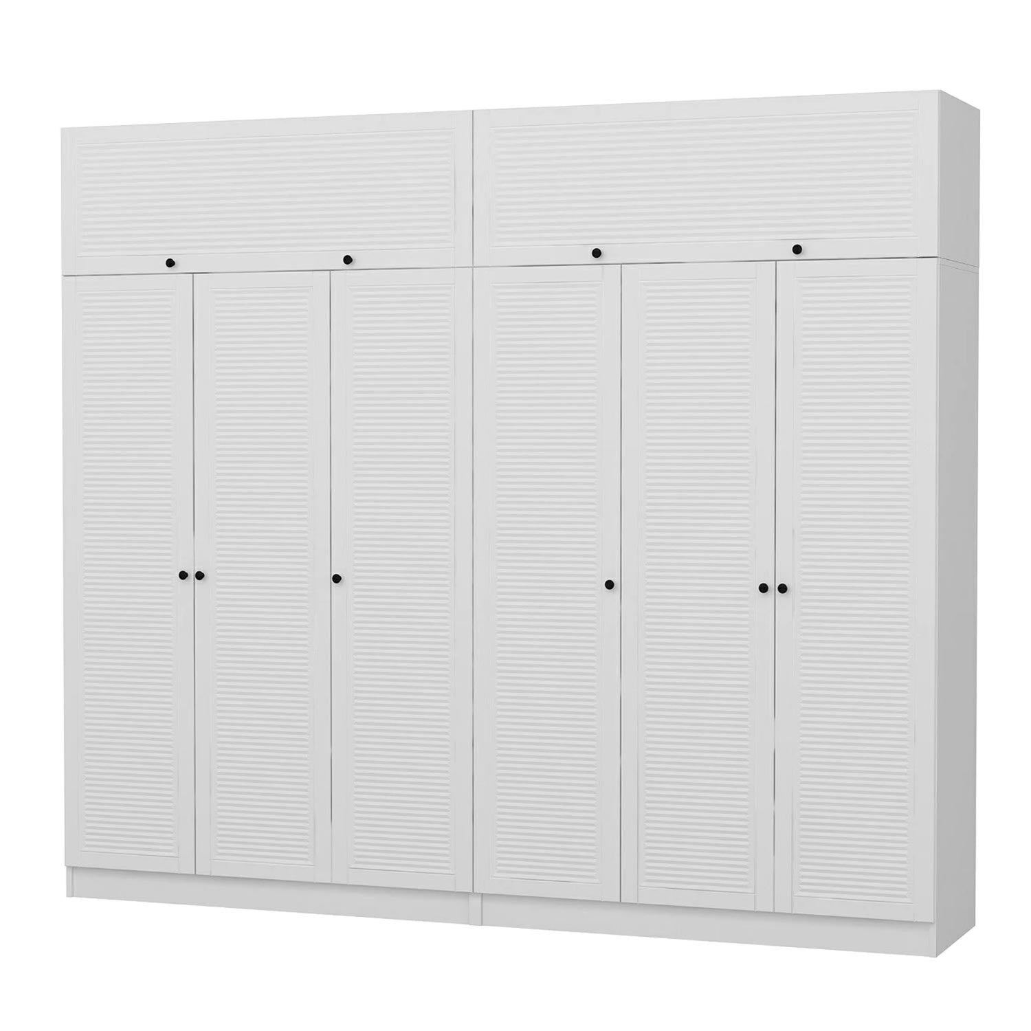 Armoire haute 6 portes battantes et 2 portes basculantes modèle 1 Kuta L270xH235cm Bois Blanc