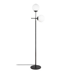 Lampadaire 2 globes Kasumi 174cm Verre Blanc et Métal Noir