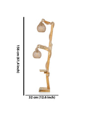 Lampadaire avec tablette 2 lampes Tilia H156cm Bois et Jute Naturel