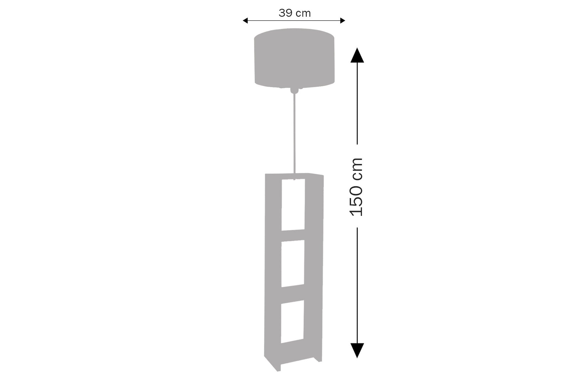 Lampadaire combiné 3 étagères Toki Tissu Motif Circulaire Ecru et Méral Blanc