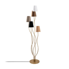 Lampadaire design 5 lampes Roselin H160cm Métal Or et Tissu Blanc, Marron, Beige, Gris et Noir