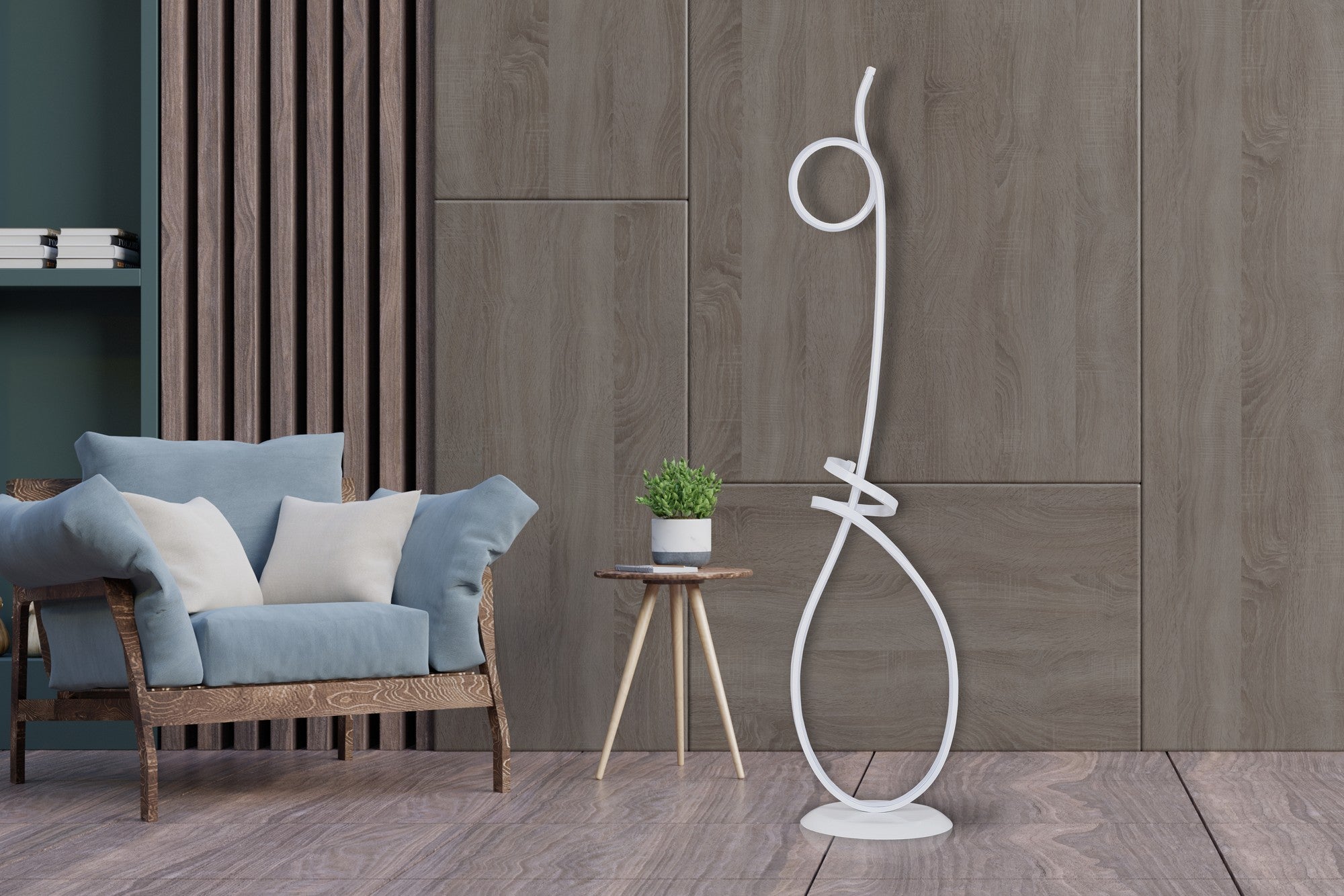 Lampadaire design abstrait Barnett H120cm Métal Noir et LED Blanc