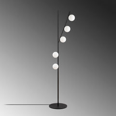 Lampadaire design Blewit H167cm Métal Noir et Verre Blanc