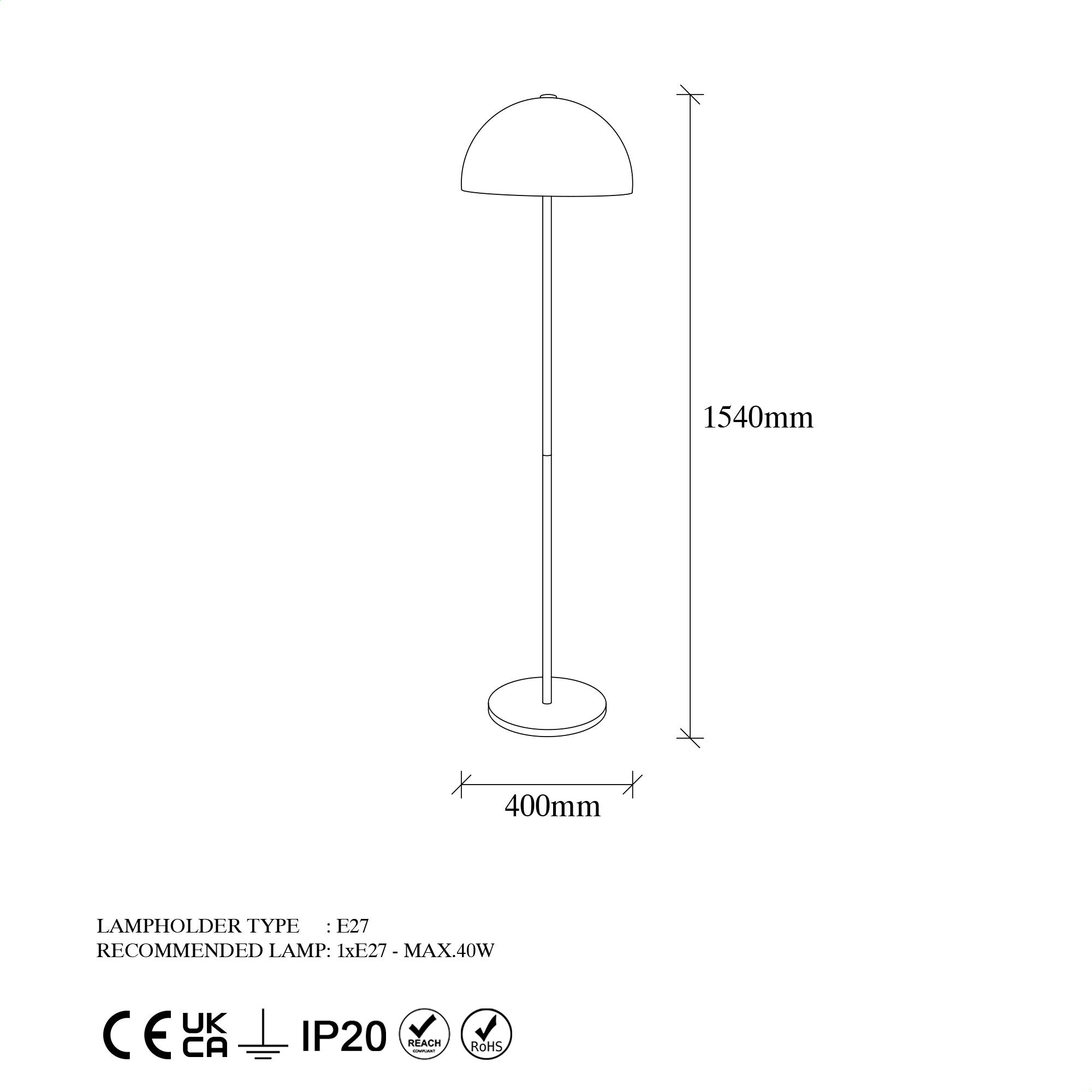 Lampadaire design Maitake H154cm Métal Or