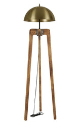 Lampadaire Lachlan H170cm Bois massif Naturel et Métal Or