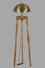 Lampadaire Lachlan H170cm Bois massif Naturel et Métal Or