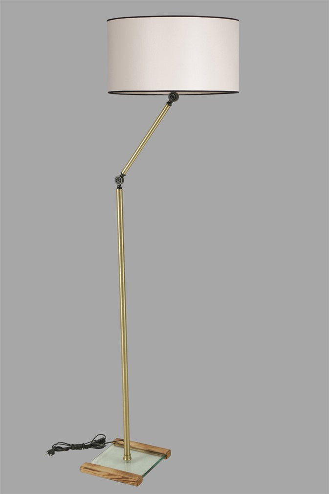 Lampadaire Liam H165cm Métal Or et Tissu Blanc crème