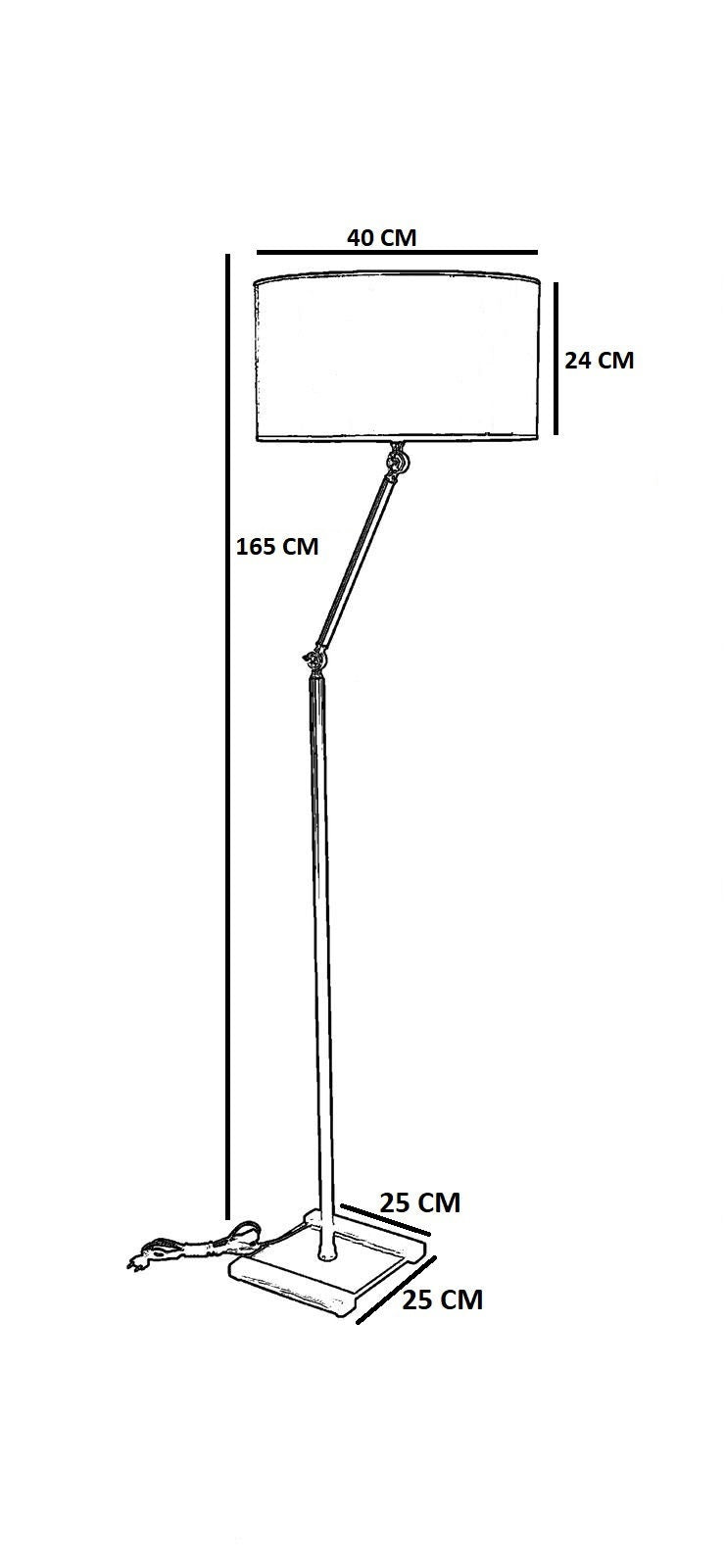 Lampadaire Liam H165cm Métal Or et Tissu Blanc crème