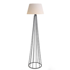 Lampadaire pied filaire cône Accena 155cm Métal Gris et Tissu Blanc crème