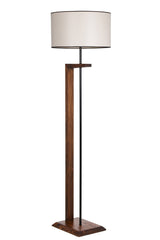 Lampadaire Soleta H163cm Bois massif Naturel et Tissu Blanc