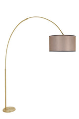 Lampadaire télescopique réglable Arcus 155cm Tissu Beige foncé et Métal Or