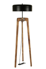 Lampadaire Thomas H170cm Bois massif Naturel et Métal Noir