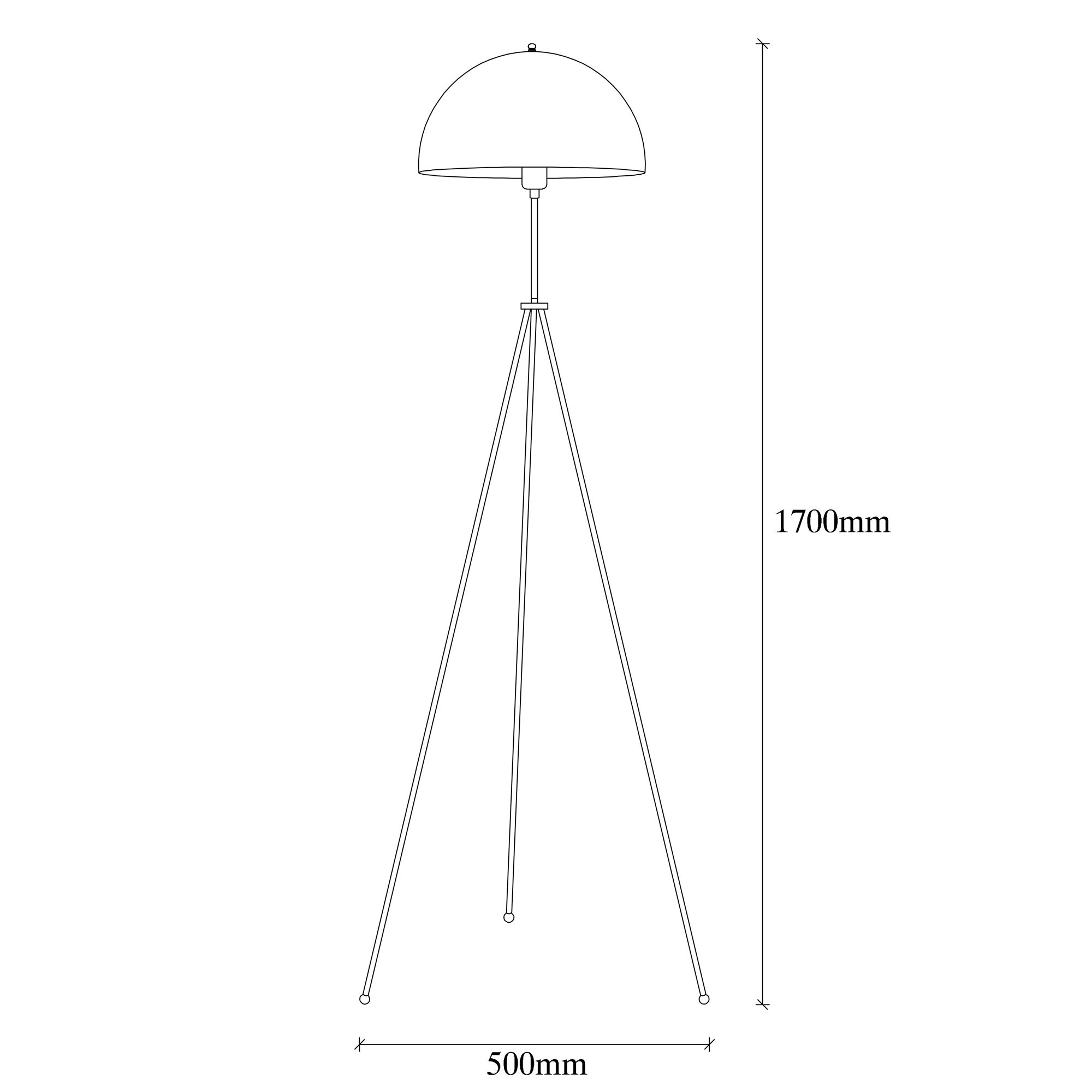 Lampadaire trépied cloche Daoji 170cm Métal Noir