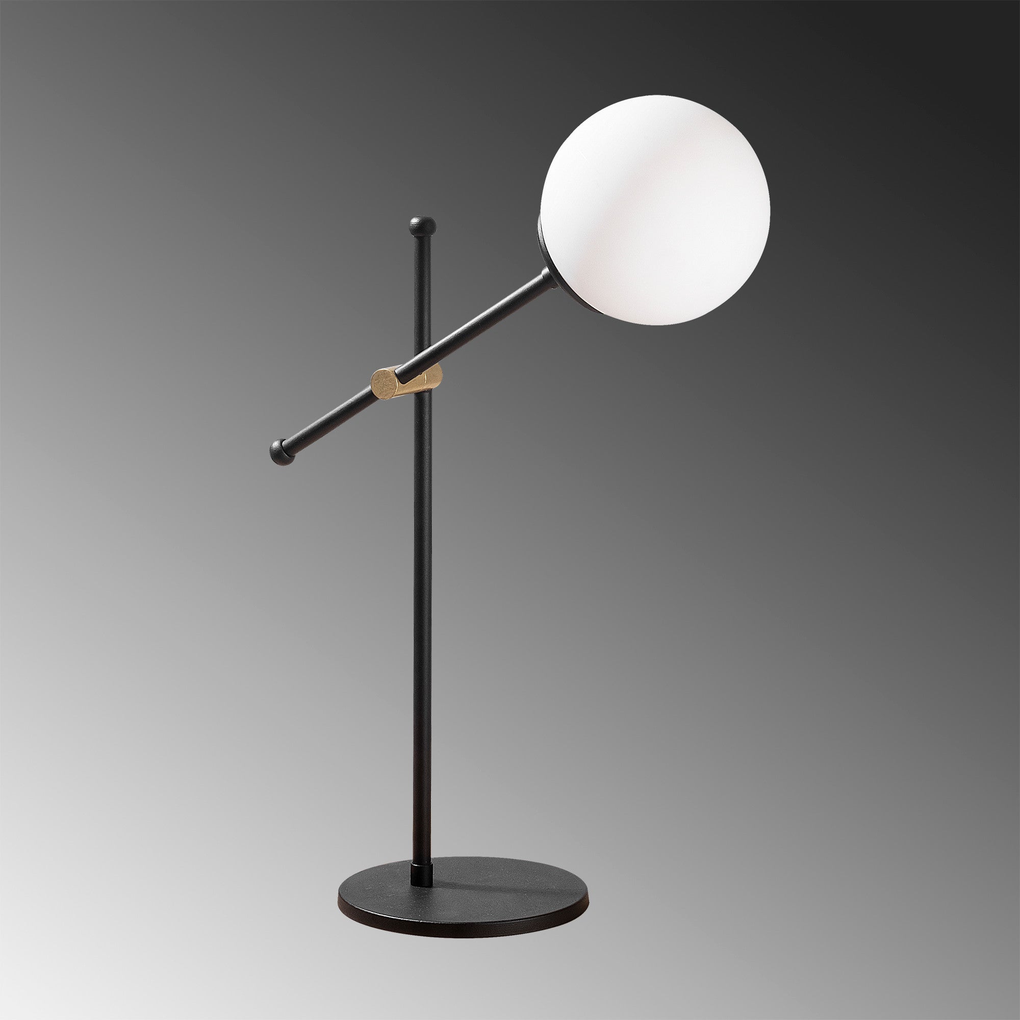 Lampe à poser 1 globe Crucium 76cm Métal Noir et Verre Blanc