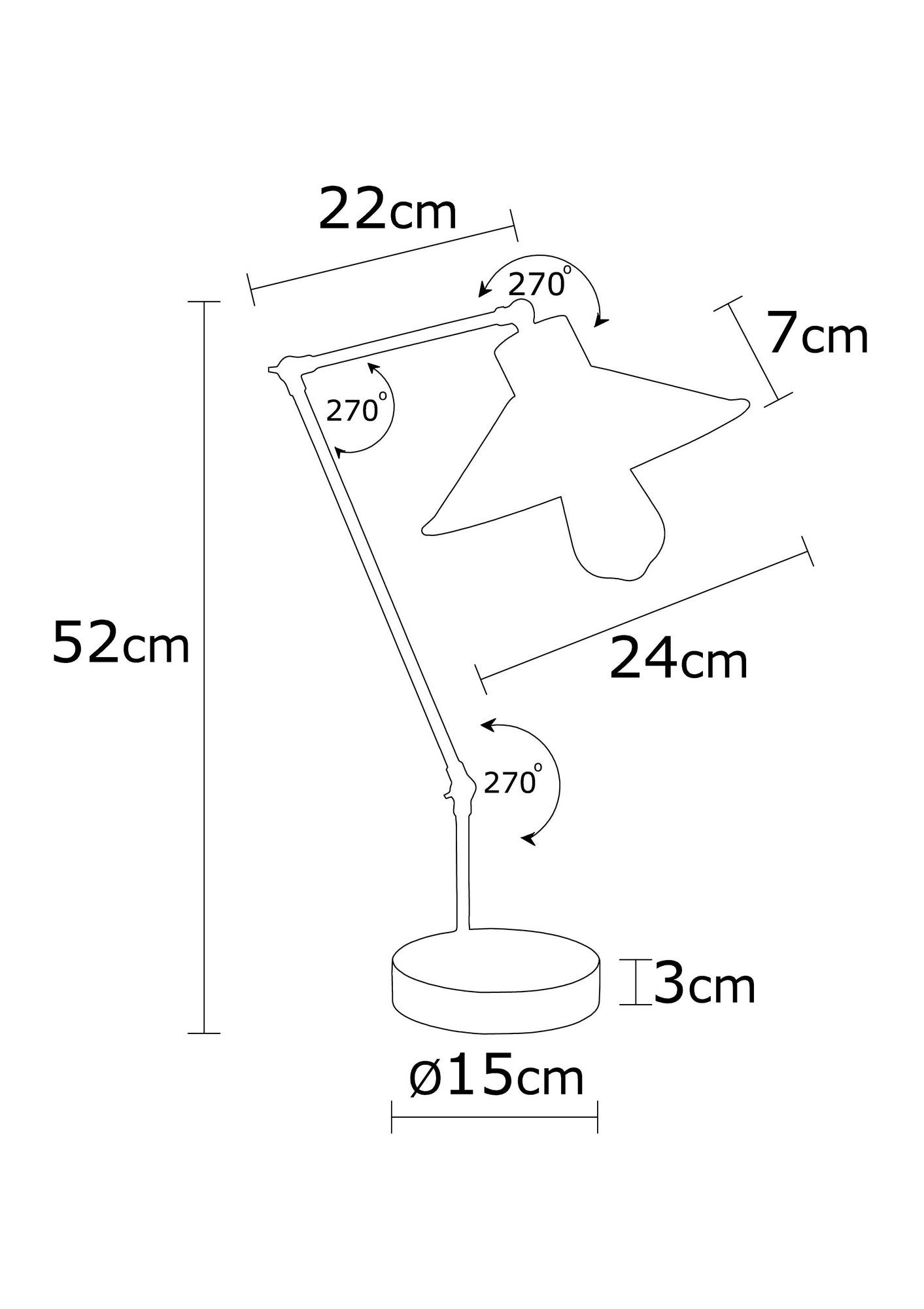 Lampe à poser à bascule Soussa H52cm Bois clair et Métal Noir et Or