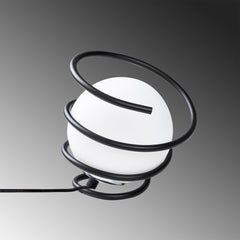 Lampe à poser Addituma Verre Blanc et Métal spiral Noir