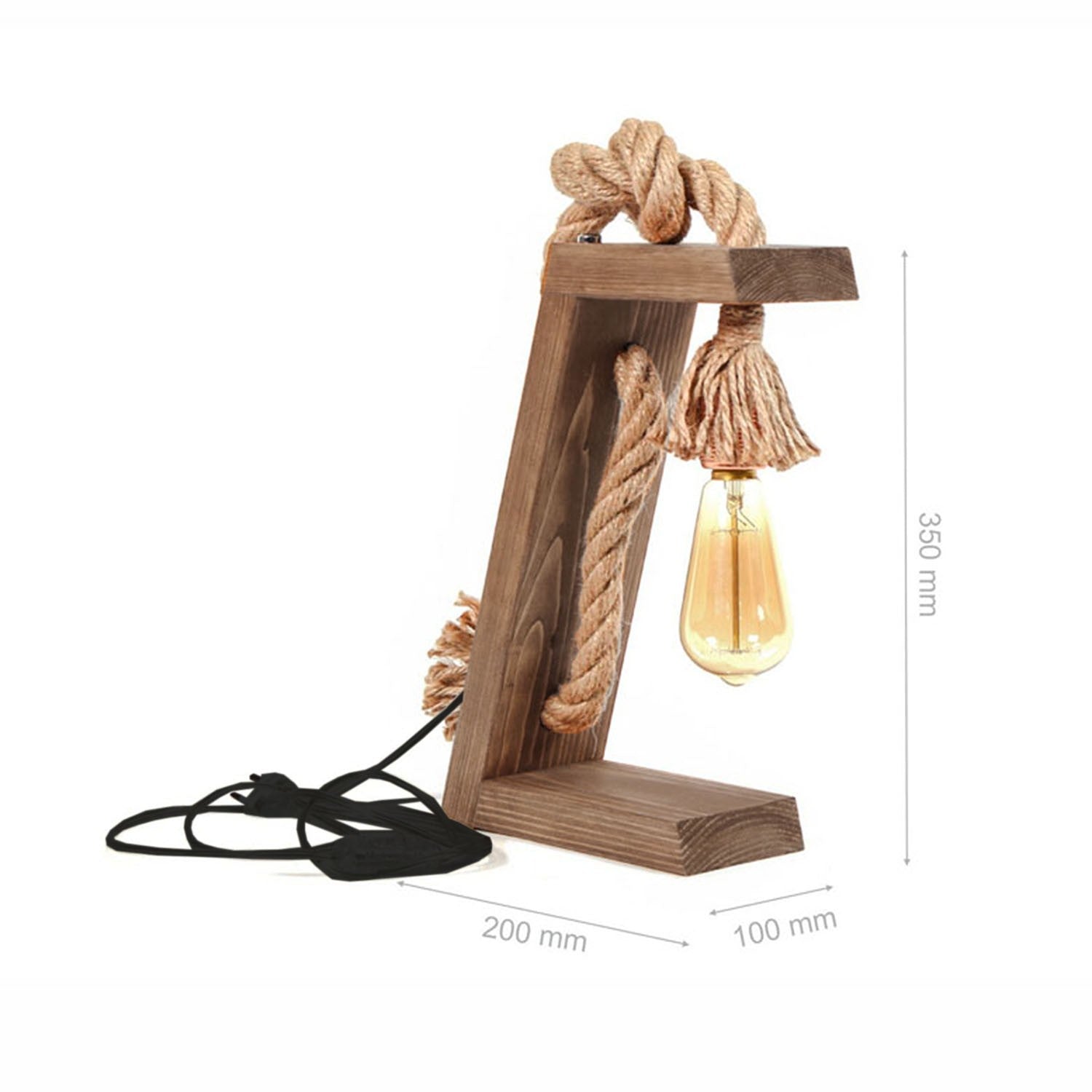 Lampe à poser Bertram L10xH35cm Bois massif Gris