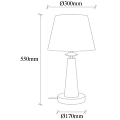 Lampe à poser classique abat-jour Solitum 55cm Métal Or et Tissu Blanc Crème