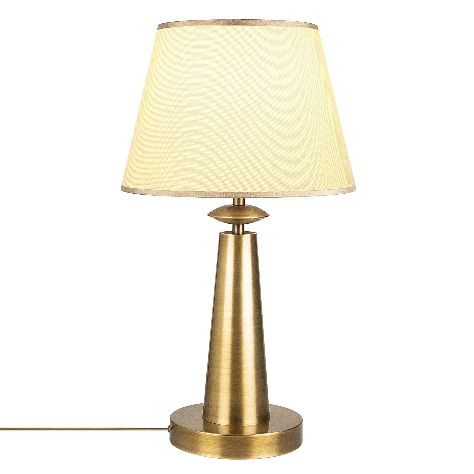 Lampe à poser classique abat-jour Solitum 55cm Métal Or et Tissu Blanc Crème