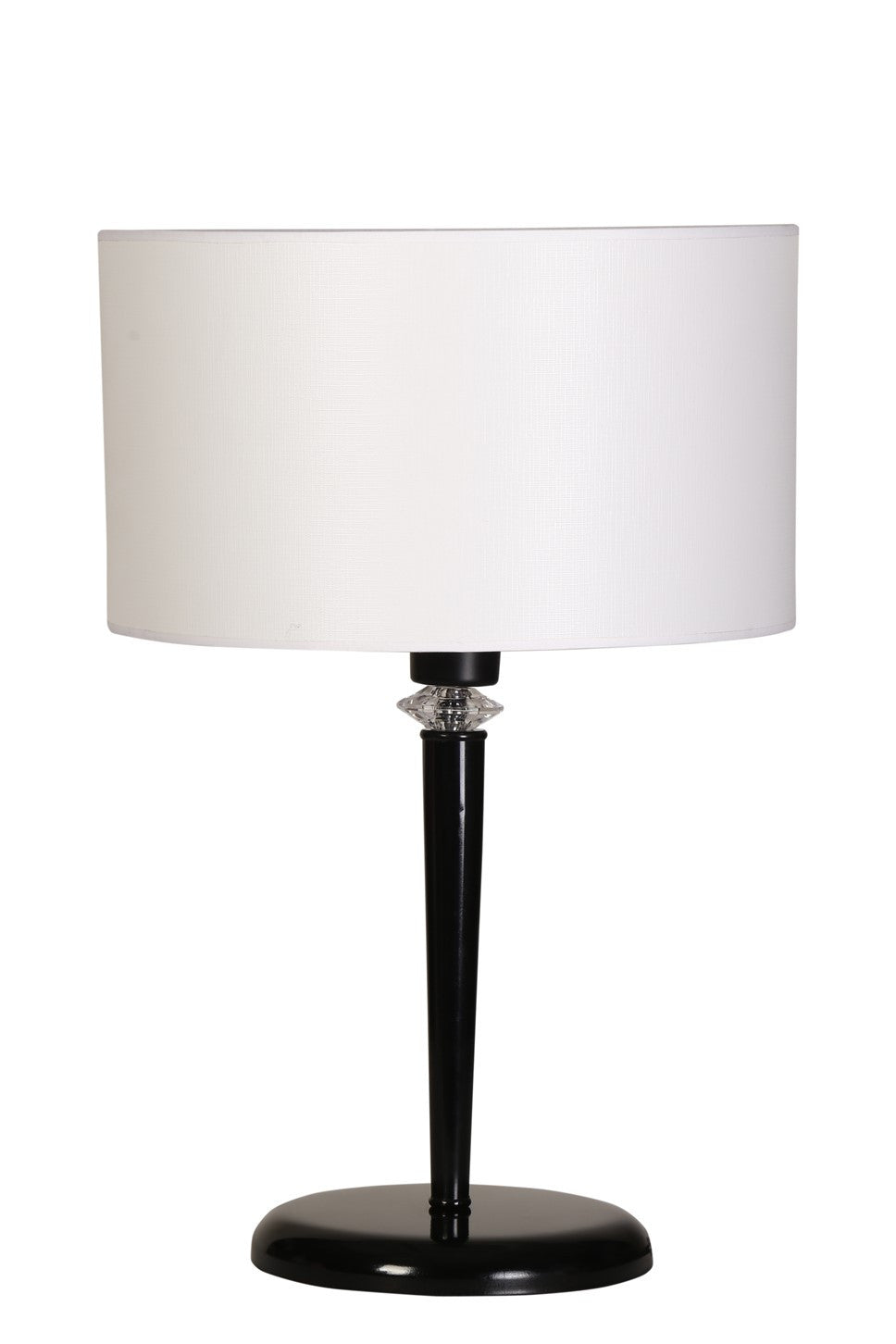 Lampe à poser classique pied évasé Verdon H55cm Métal Noir et Tissu Blanc