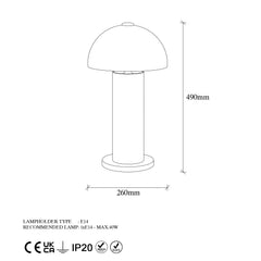 Lampe à poser design Bolet H49cm Métal Blanc