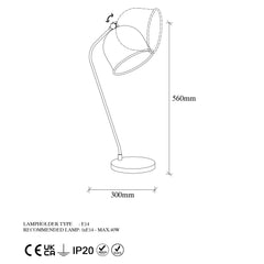 Lampe à poser design Cassel H56cm Métal Or