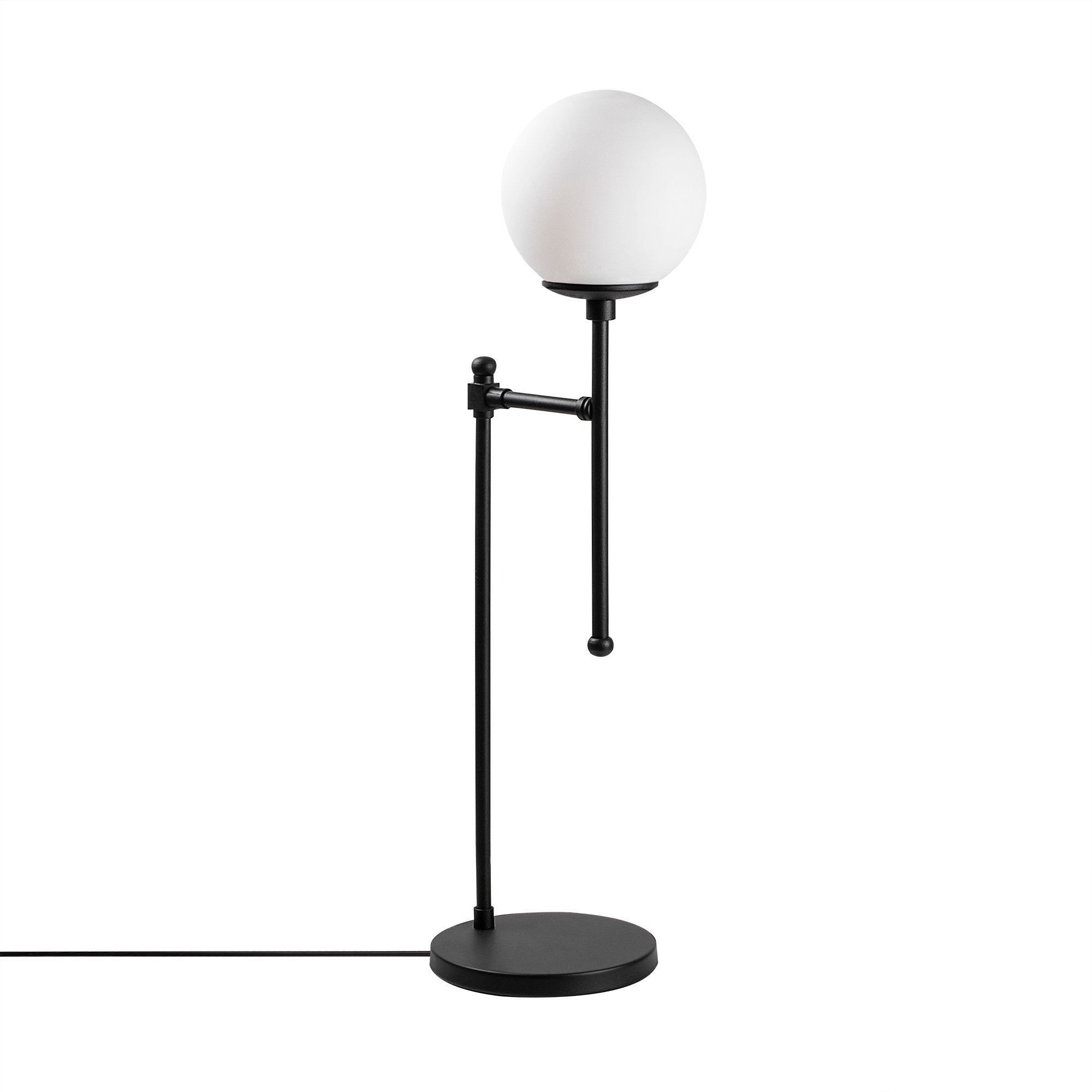 Lampe à poser design Piana Métal Noir et Verre fumé Blanc