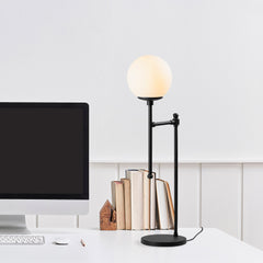 Lampe à poser design Piana Métal Noir et Verre fumé Blanc